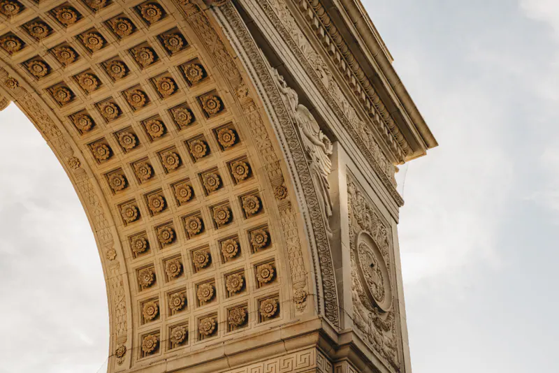 The coffered underside of the Washington Square Arch